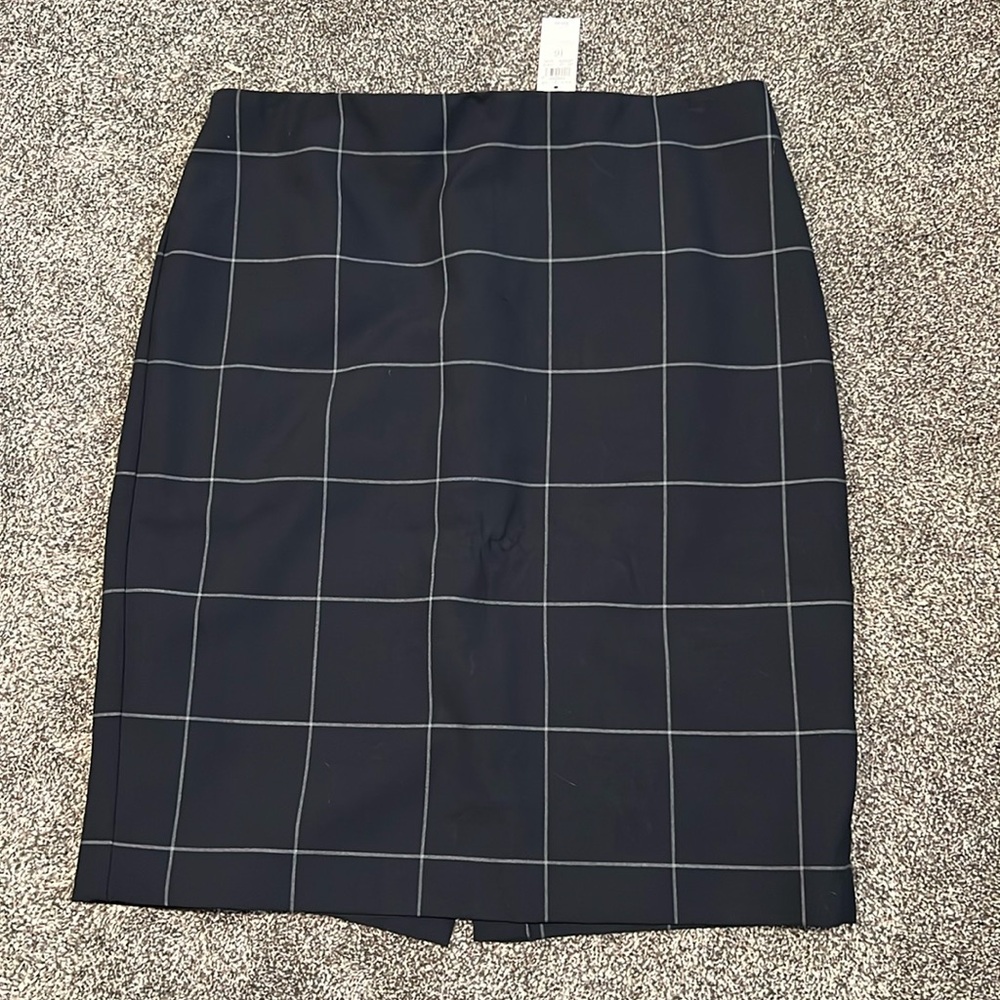 Ann Taylor Navy Window Pane Pencil Skirt
